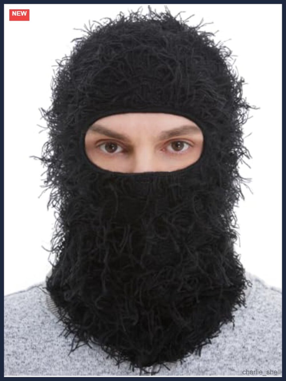 ROXUN Distressed Ski Mask Balaclava Fluffy Knitted Full Face